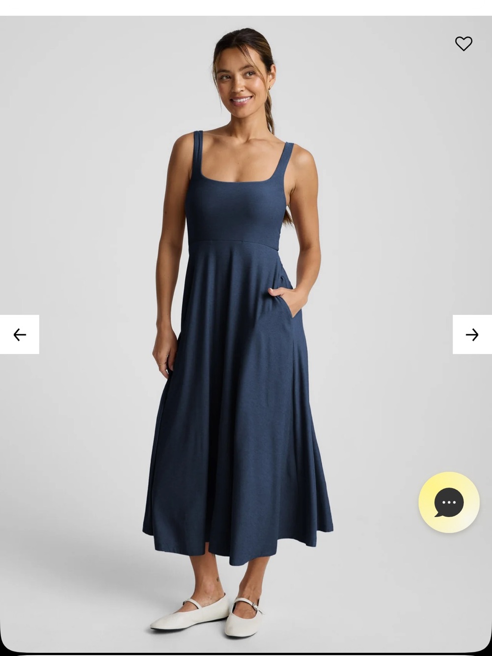 Beyond Yoga Featherweight Square Neck Midi Dress - Minty Slate Heather XL NWT - Picture 5 of 6